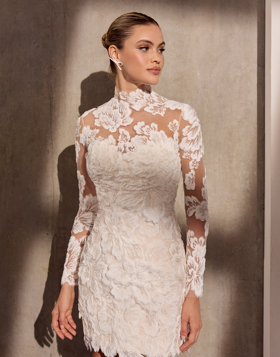 Strapless 3D applique flower jacket topper