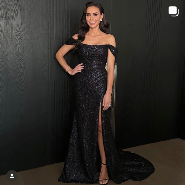 black noir stretch sparkle jersey fabric scoop neckline figure hugging dress with skirt split and detachable straps