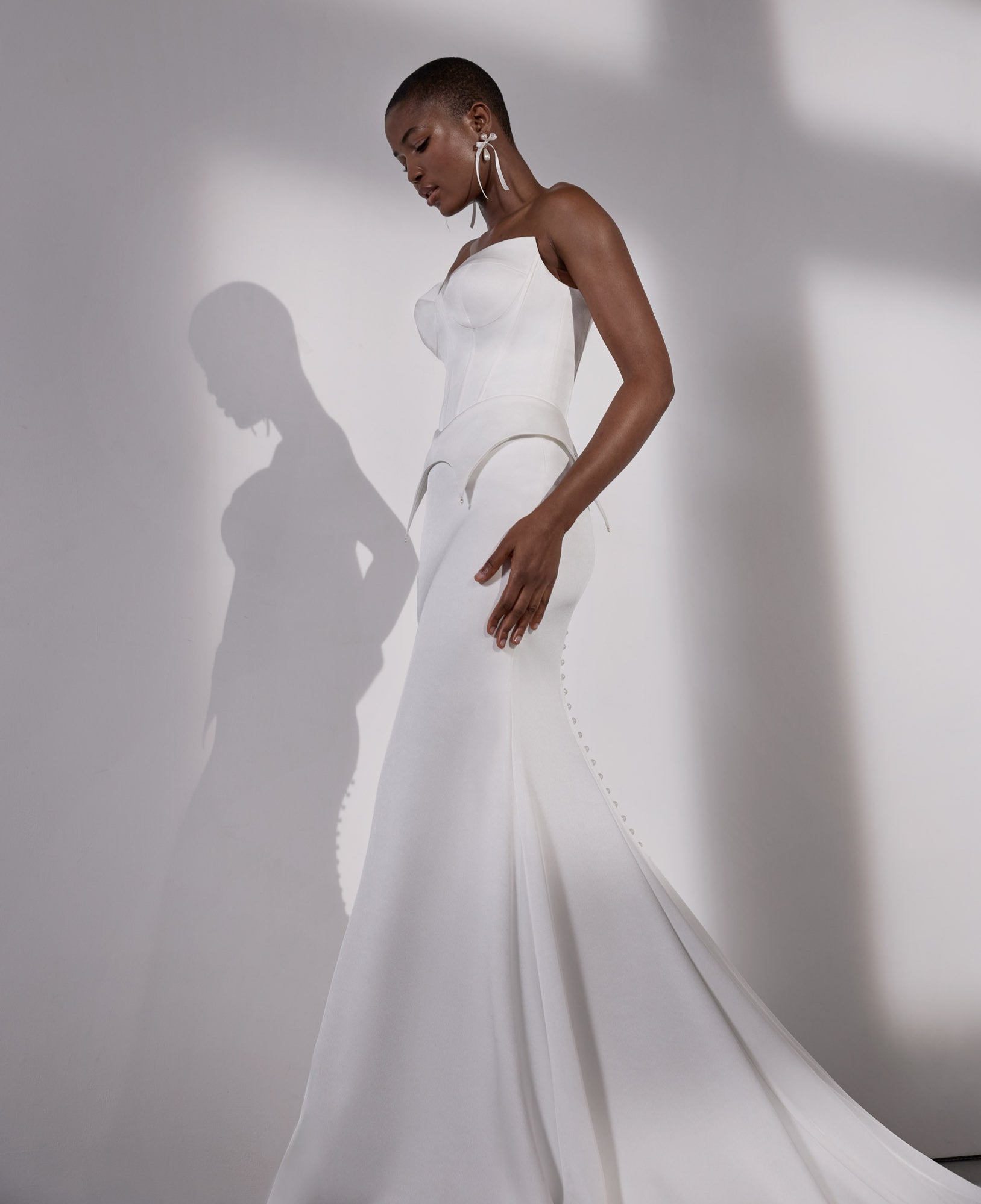 Japanese crepe dress or bodice & skirt with lace-up back and button detail