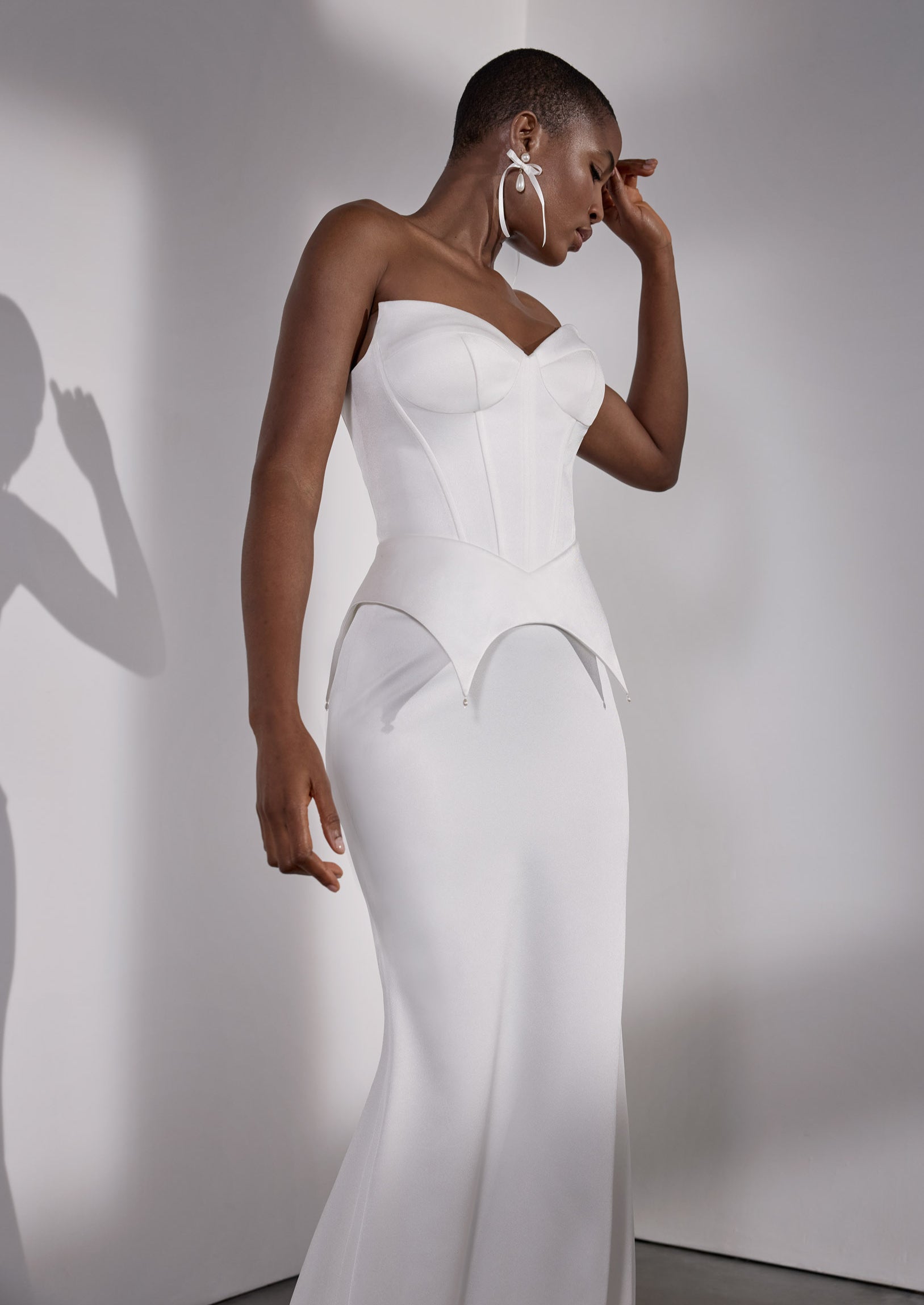 Japanese crepe dress or bodice & skirt with lace-up back and button detail
