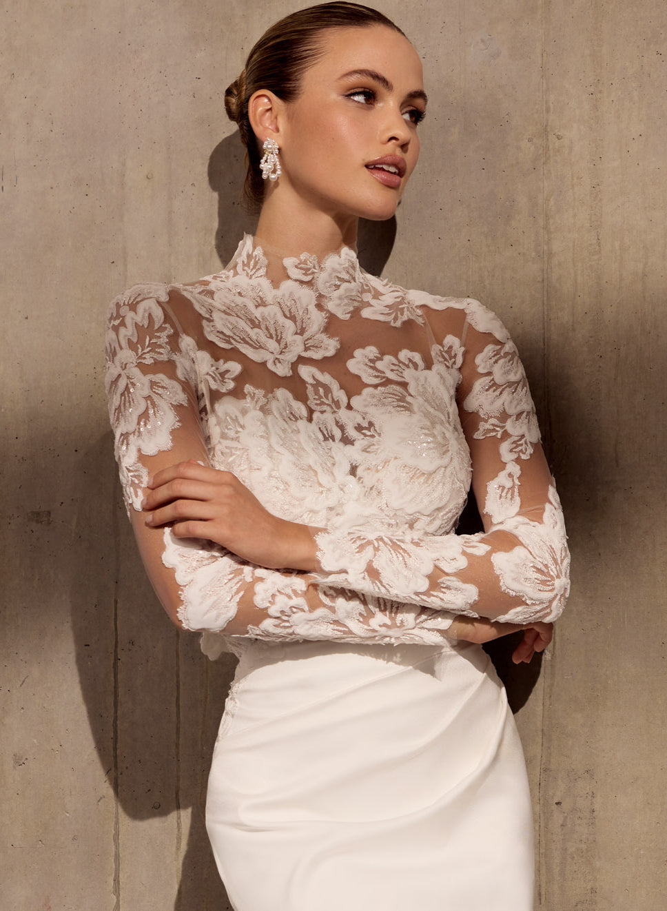 Strapless 3D applique flower jacket topper